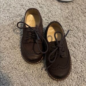 Janie and jack brown leather suede tie Oxford shoes size 4
